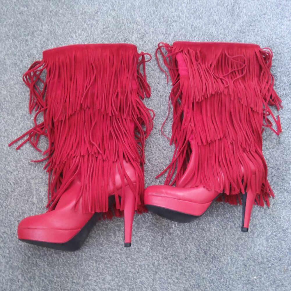 Mojo Moxy Red Fringe Boots - image 2